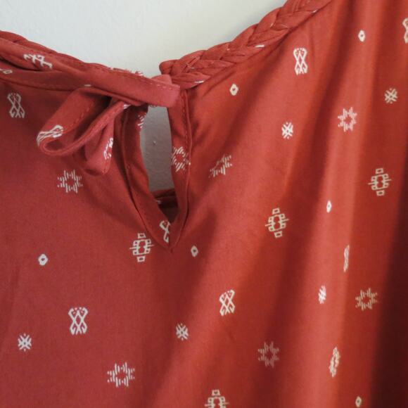 Torrid Women's Plus Size Geo Print Red Challis Braided Tank - Size 5 - NWT - Picture 7 of 10